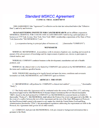 standard clinical trial agreement