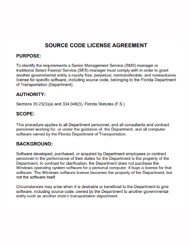 standard source code license agreement