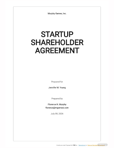 startup shareholder agreement template