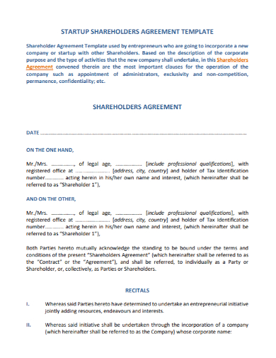 startup shareholder agreement