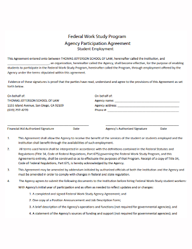 student employment agency participation agreement