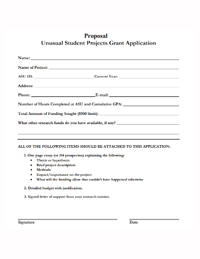 student project grant application proposal
