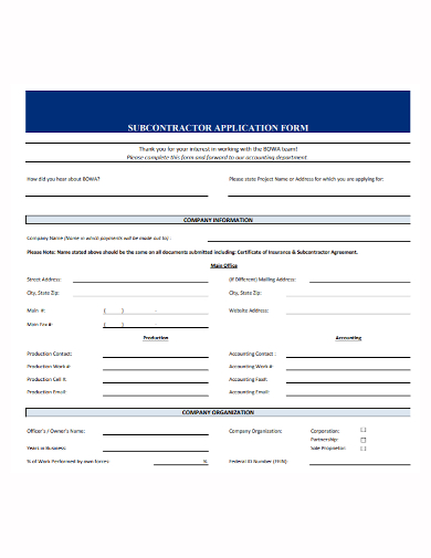 subcontractor application form