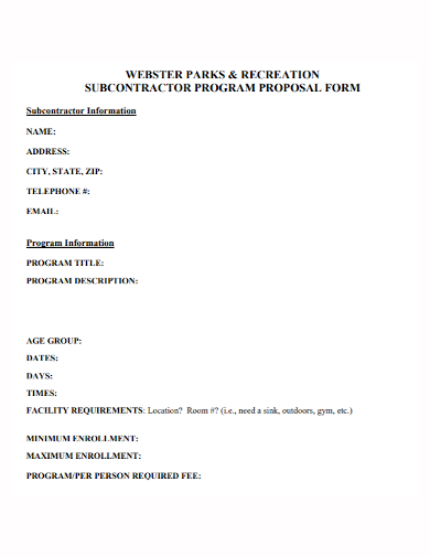 subcontractor program proposal form