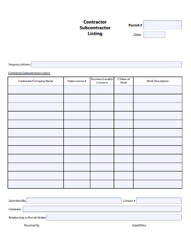 FREE 10 Subcontractor List Samples In PDF DOC