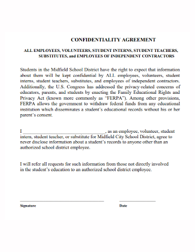 substitute teacher confidentiality agreement
