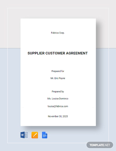supplier customer agreement template