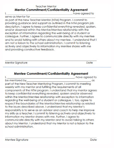 teacher mentor confidentiality agreement