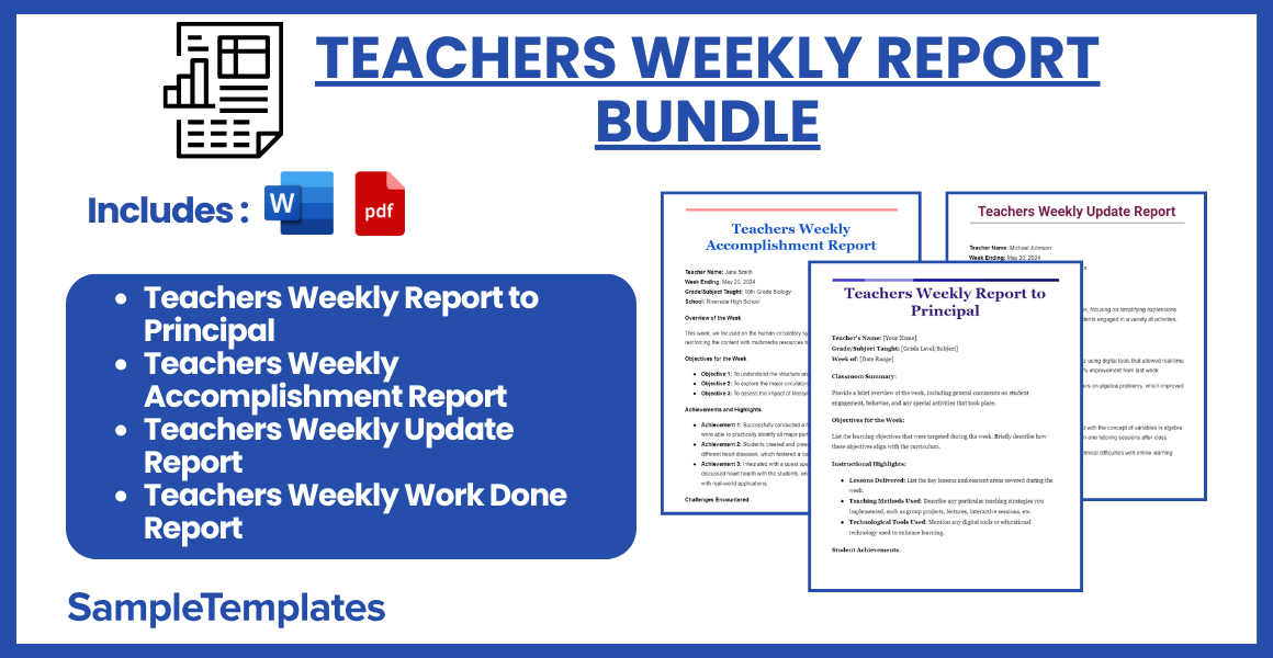 teachers weekly report bundle
