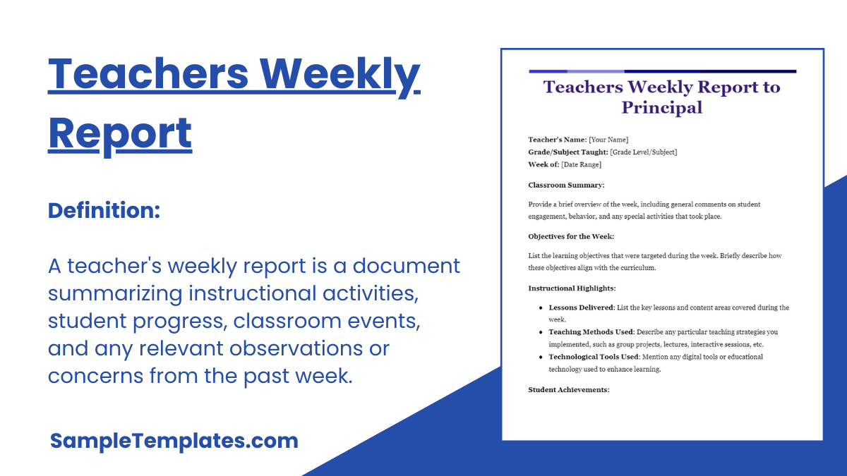 Teachers Weekly Report