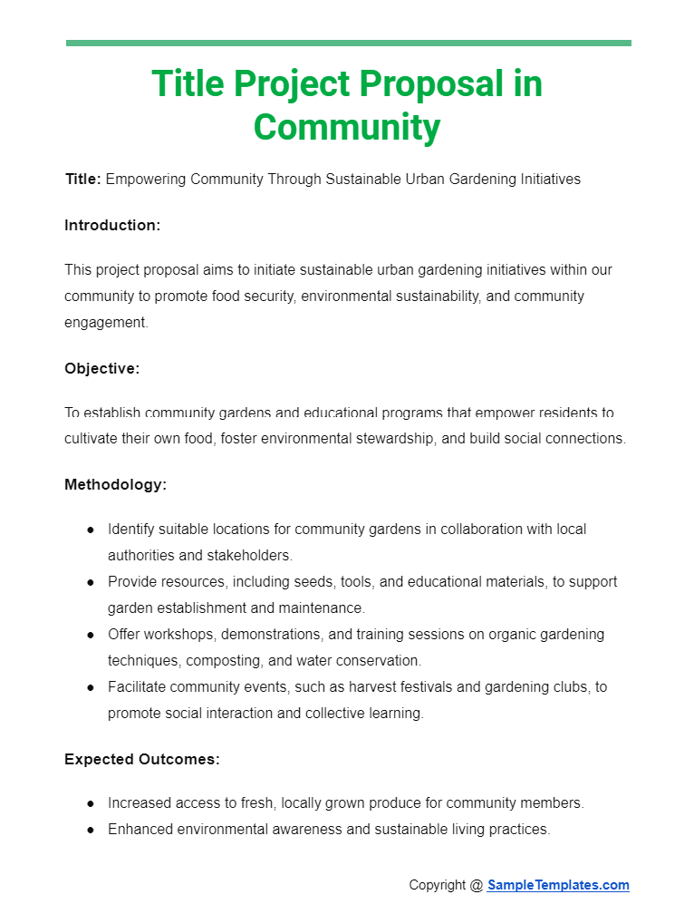 title project proposal in community