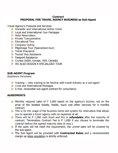 travel agency business contract proposal