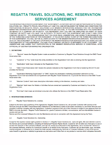 travel reservation services agreement