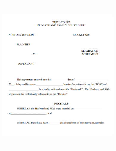 trial separation agreement