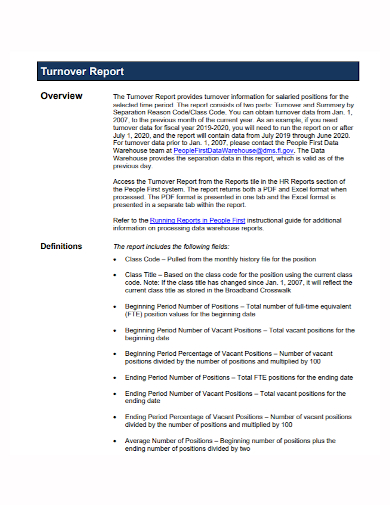 FREE 10 Turnover Report Samples Employee Supplier Annual 