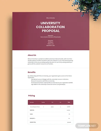university collaboration proposal template