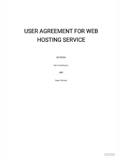 user agreement for web hosting service template