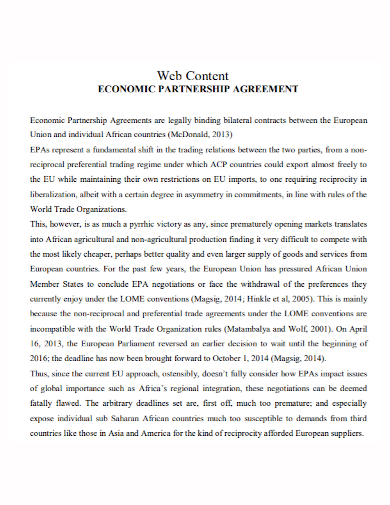 web content economic partnership agreement