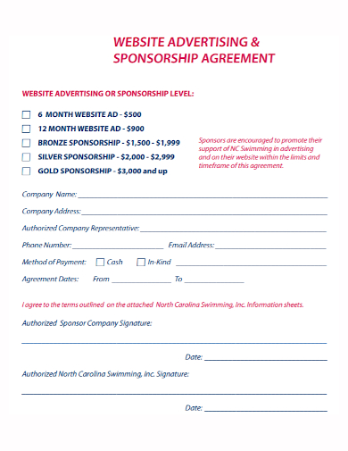 website advertising sponsorship agreement