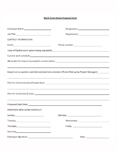 work from home proposal form