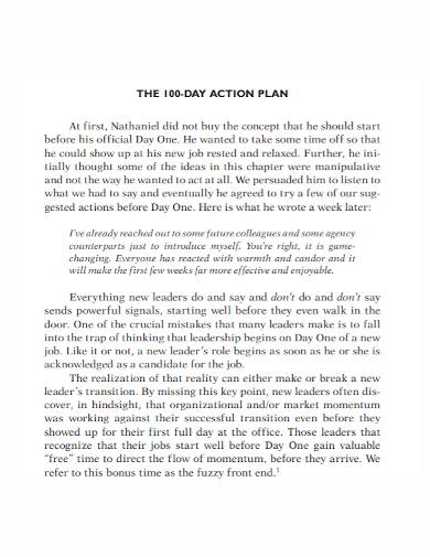 100 day action plan