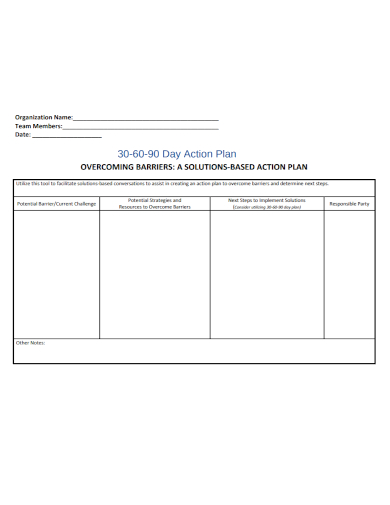 30 60 90 day organization action plan