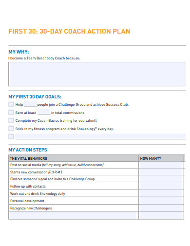 30 day coach action plan