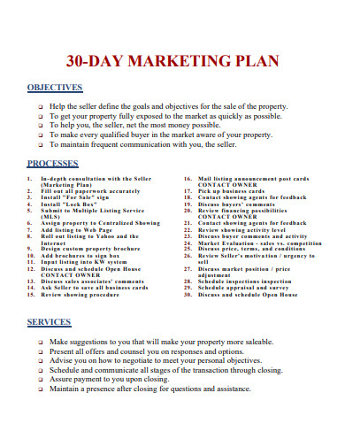 30 day marketing plan example
