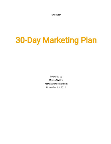 30 day marketing plan