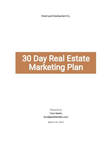 30 day real estate marketing plan