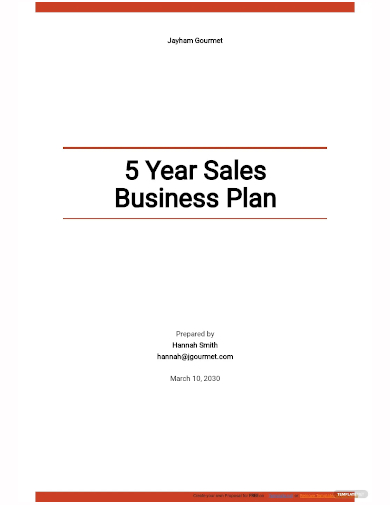 5 year sales business plan template