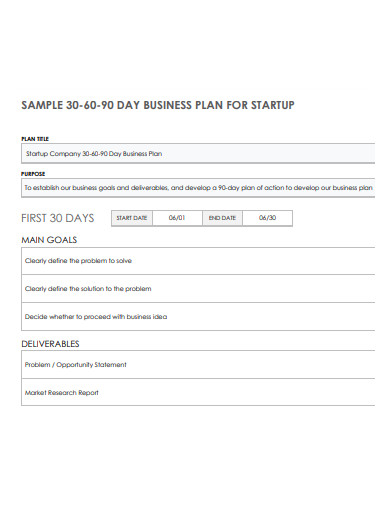90 day business action plan for startup