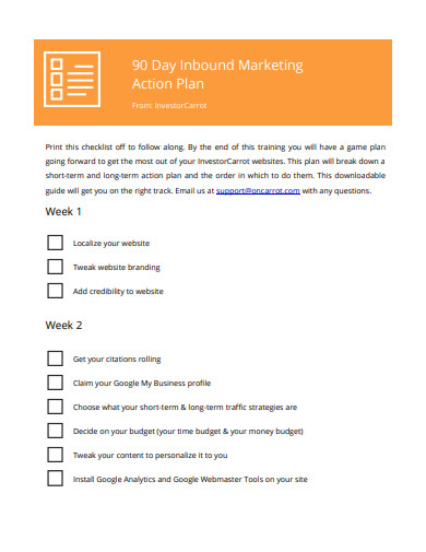 90 day inbound marketing action plan