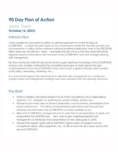 90 day sales team action plan