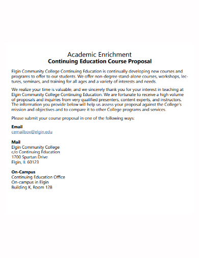 academic education course proposal