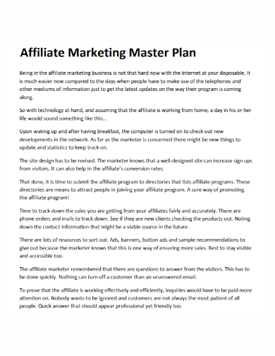 affiliate marketing master plan