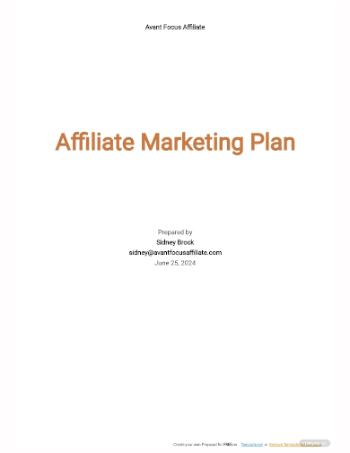 affiliate marketing plan template