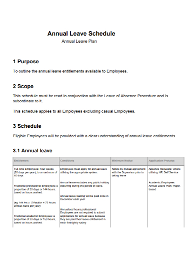 annual leave schedule plan