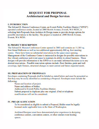 architectural design services request for proposal