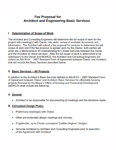 architectural engineering fee proposal