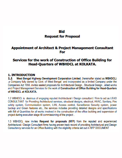 architectural management bid proposal