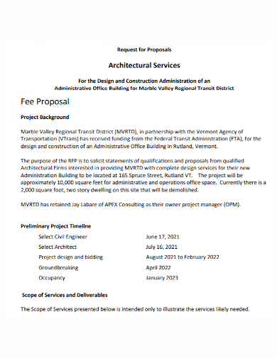 architectural project fee proposal