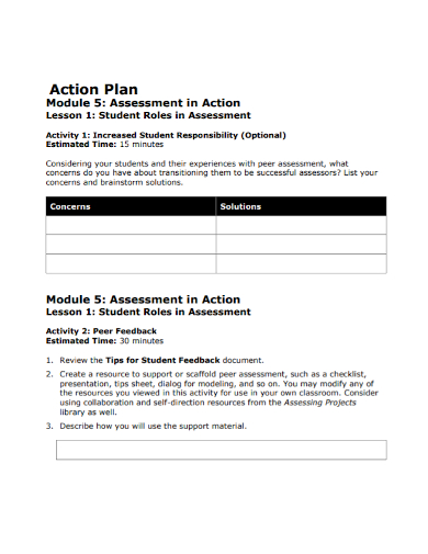 assessment action plan