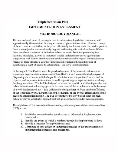 assessment implementation plan