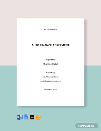 auto finance agreement template