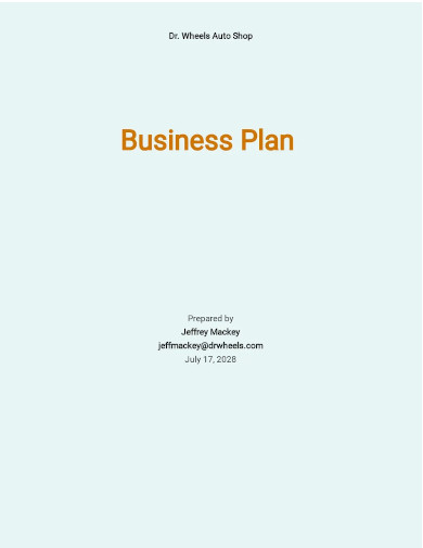 auto repair shop business plan pdf