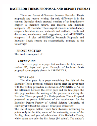 bachelor thesis proposal format