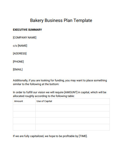 bakery business sales plan