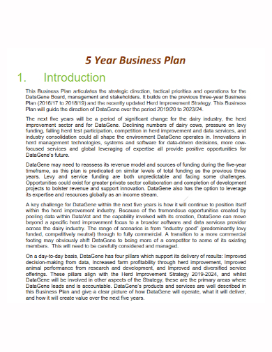 basic 5 year business plan