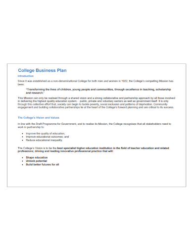basic college business plan